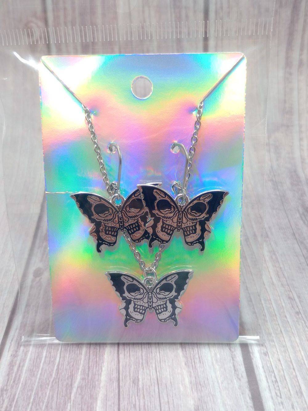  Skull Butterfly Earrings and Necklace Set – Style #3 