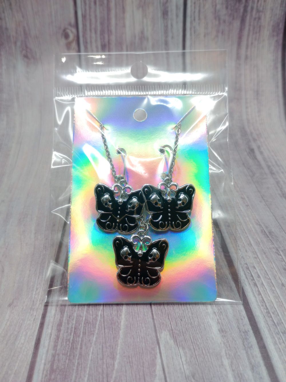  Skull Butterfly Earrings and Necklace Set – Style #2 